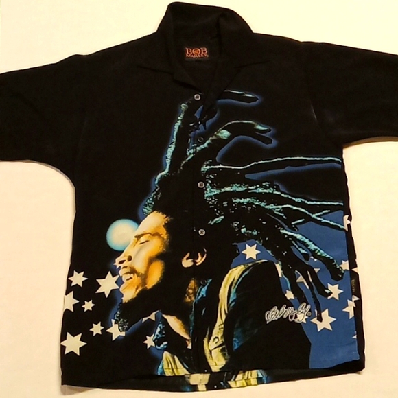 2003 Bob Marley by Dragon Fly Button down Shirt Size M - Picture 1 of 6